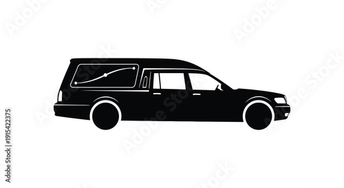 A stark black vehicle profile suggests a somber purpose likely a hearse for funeral services silhouette high quality