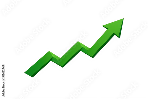 A green arrow pointing upwards on a white background