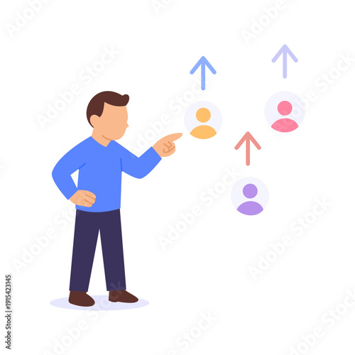 Suspicious Privileged, detecting abnormal admin account behavior, Flat vector character illustration