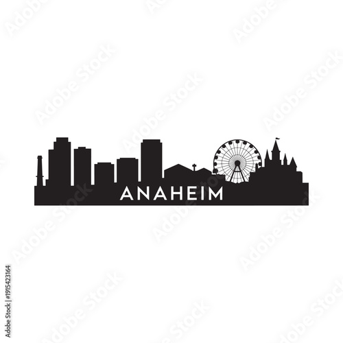 Tableau sur toile Anaheim skyline silhouette featuring buildings and a prominent ferris wheel