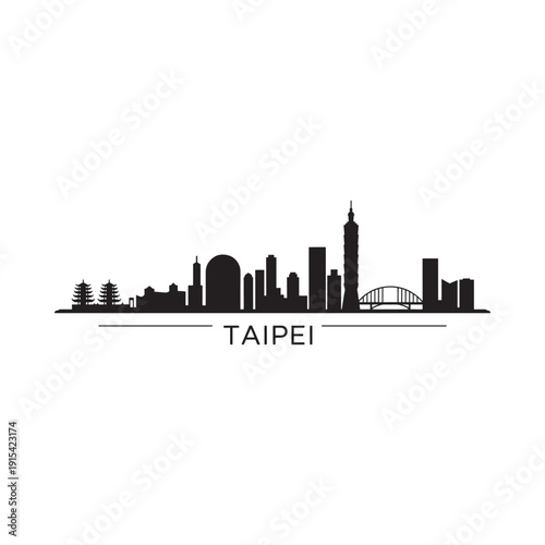 Minimalist silhouette of taipei s skyline with the city s name displayed below
