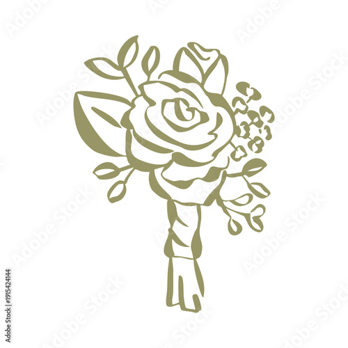 Hand Drawn Floral Boutonniere