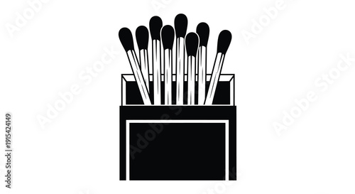 A simple graphic depiction of matches contained within their cardboard container presented as a striking silhouette high quality