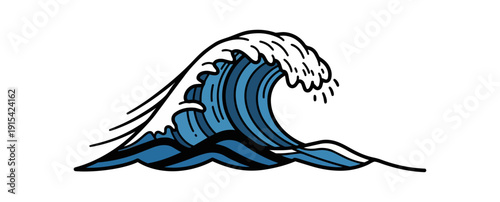 Ocean wave illustration on black background