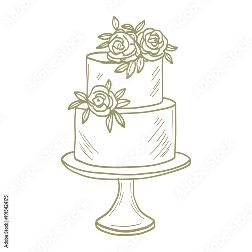 Floral Wedding Cake Sketch