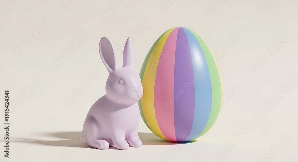 Fototapeta premium Easter day celebration with easter bunny and colorful easter egg decoration