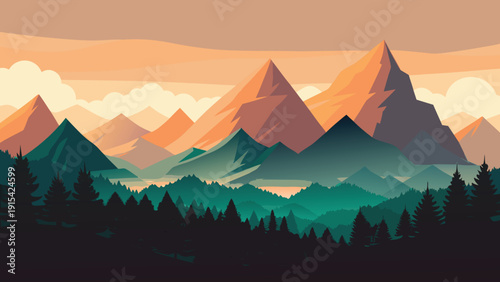 Mountain landscape vector illustration