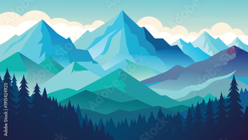 Mountain landscape vector illustration
