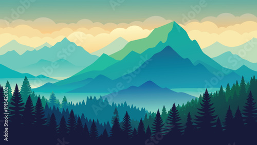Mountain landscape vector illustration