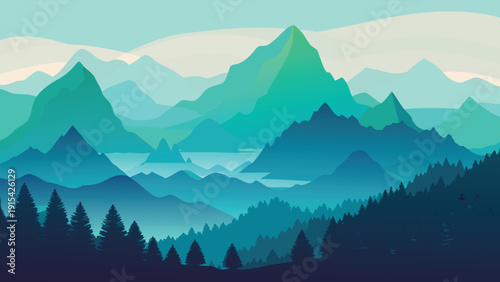 Mountain landscape vector illustration