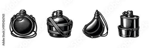 Camping gear icon set. flat vector icons set of outdoor equipment and travel essentials