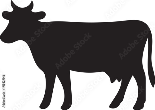 Black Silhouette Dairy Cow Illustration