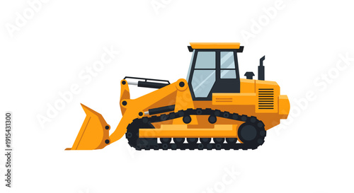 Crawler Loader Vector Illustration – Heavy Machine Vehicle and Earthmoving Equipment Design