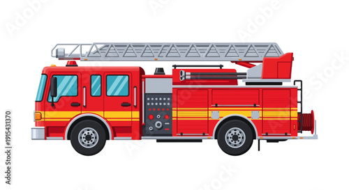 Wallpaper Mural Fire Truck Vector Illustration – Emergency Rescue and Firefighting Vehicle Design Torontodigital.ca
