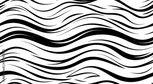 Abstract Wavy Lines Pattern Black and White Background