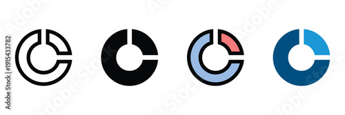 Pie chart icon vector. Circular diagram symbol for data visualization, financial report, market share analysis, and business statistics set.