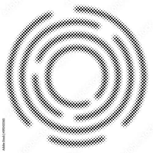 Halftone background of ripples or circles on water. Round dotted vector pattern