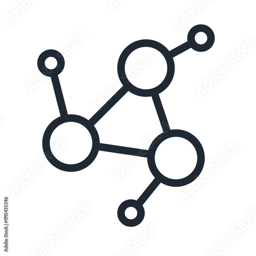 This icon shows connected nodes representing data structure, communication, and digital networks. Suitable for technology platforms, system architecture, and UI interfaces requiring connection visuali