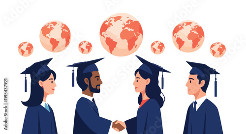 Investing in Global Talent: Diverse Graduates Shaking Hands for International Collaboration