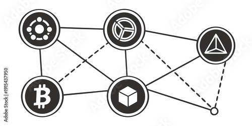 Photos A visual representation of a network with interconnected nodes and a central hub