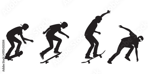 Foto A sequence of a person performing a trick on a skateboard in mid-air Vector