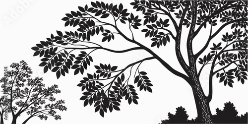 A majestic tree with sprawling branches and dense foliage in a serene setting Vector