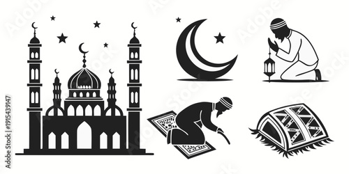 Islamic symbols and architecture representing the faith and culture of islam Vector