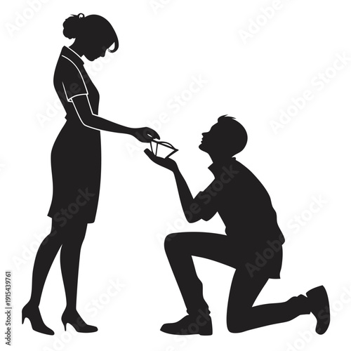 A black vector illustration of a man and woman silhouette dancing in a moment of romance and love