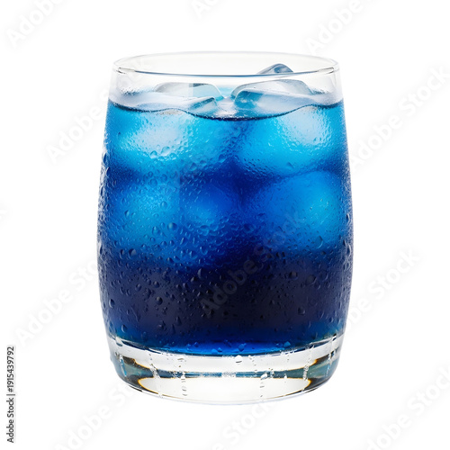 Ombre Blue Gradient Cocktail with Ice 3D Render - Layered Blue Drink, Tropical Ocean Cocktail, Blue Curacao Gradient, Summer Bar Beverage, Ombre Mixed Drink Photography, Blue Iced Cocktail Isolated