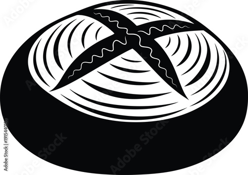 Artisan sourdough bread loaf with a cross score vector art.