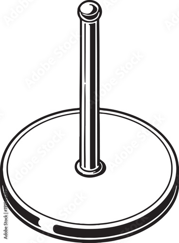 Paper Towel Holder Top Down Base Black and White Line Art Icon