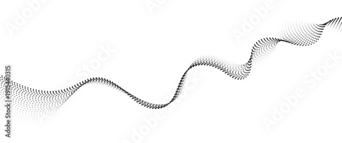 Flowing Dot Wave halftone gradient pattern on transparent background
