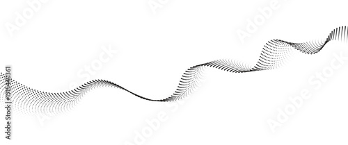 Flowing Dot Wave halftone gradient pattern on transparent background