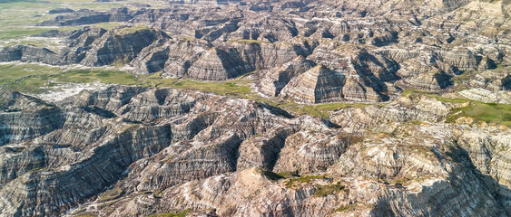 Aerial view of Horsethief Canyon in Alberta, Canada
