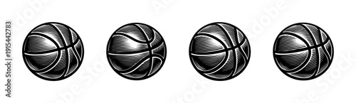 Basketball flat vector icons set: line art sports symbols collection