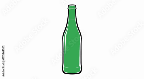 A simple, stylized illustration of a green glass bottle with a black outline