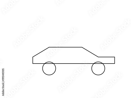 Simple black and white line drawing of a car.
