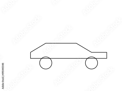 Simple line drawing of a car from the side view.