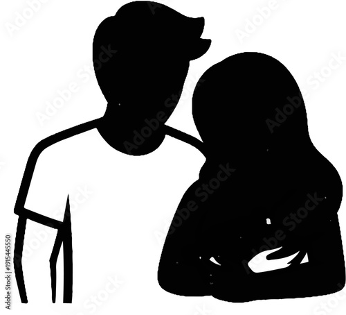 A man with his arm around a woman, conveying comfort and support