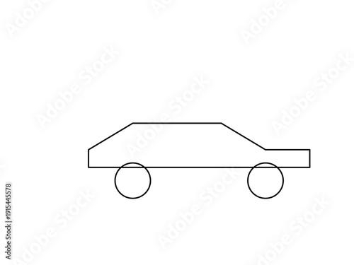 Simple line drawing of a car viewed from the side.