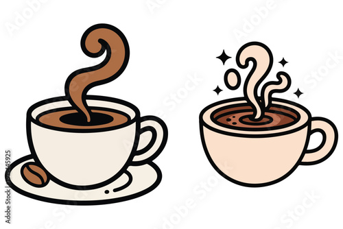 Hot coffee cup cartoon icon cute beverage illustration