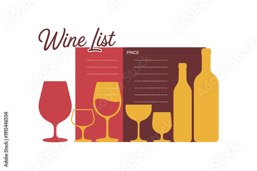 Elegant wine list displayed with various glasses and bottles, ready for selection