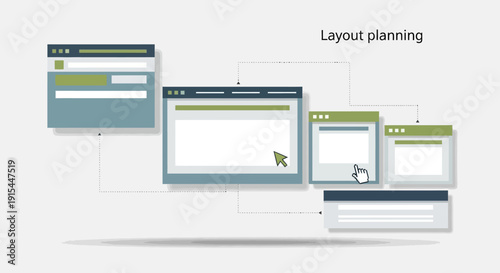 Designing website layouts with wireframes and mockups on a digital canvas from a top-down viewpoint