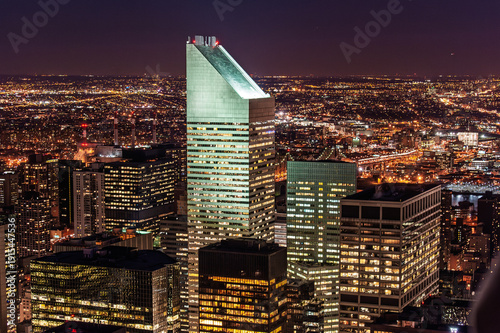 Obraz na plátně View of Citigroup Center skyscraper in NYC night skyline