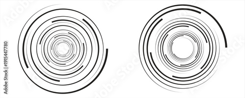 Abstract rotated black lines in circle form. Geometric art. Monochrome background. Design element for frame, web, logo, prints, template, presentation end textile pattern