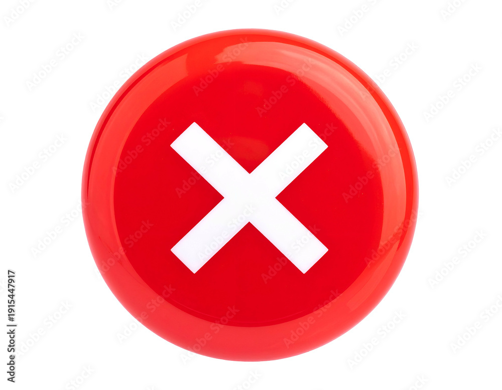 Obraz premium Red circular button with white X mark (1)