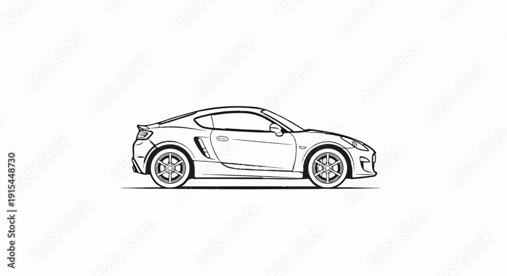 Fototapeta premium A minimalist line drawing of a sleek, modern sports car viewed from the side