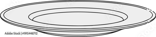 A simple, clean illustration of a wide, shallow plate with multiple concentric rings