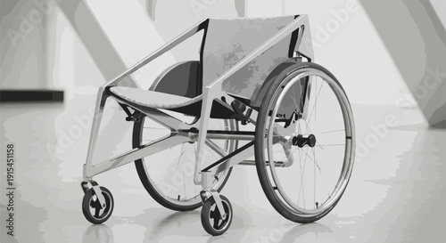 Sleek, modern, and innovative wheelchair design showcasing advanced mobility technology and futuristic accessibility solutions in a minimalist, conceptual setting.