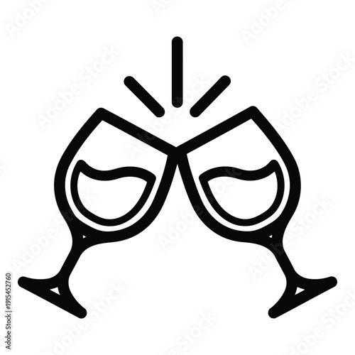 Two wine glasses clinking together in celebration